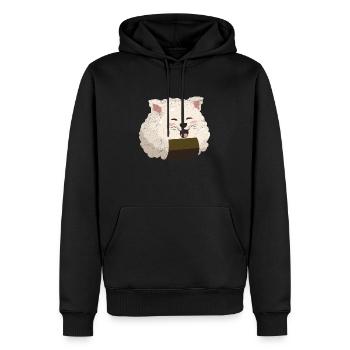 Onigiri Katze Kawaii Lustige Geschenkidee - Männer Premium Bio Hoodie - Schwarz - Vorne - Nico (187cm)
