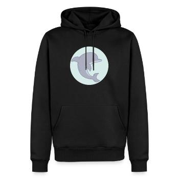Cute Dolphin - Men’s Premium Organic Hoodie - black - Front - Nico (187cm)