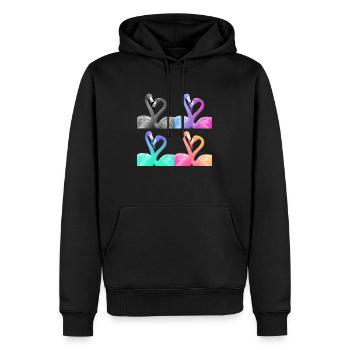 Flamingo Flamingos Color - Men’s Premium Organic Hoodie - black - Front - Nico (187cm)