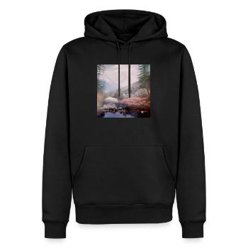 Paysage romantique lac des alpes neige en montagne - Sweat à capuche Premium bio Homme - noir - Devant - Nico (187cm)