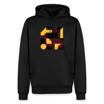Colorful abstract geometric bauhaus background - Männer Premium Bio Hoodie - Schwarz - Vorne - Nico (187cm)