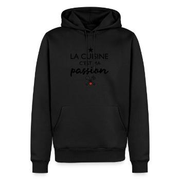 La Cuisine c'est ma Passion - Cadeau Humour - Sweat à capuche Premium bio Homme - noir - Devant - Nico (187cm)