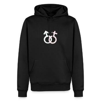 Symboles de genre - Sweat à capuche Premium bio Homme - noir - Devant - Nico (187cm)