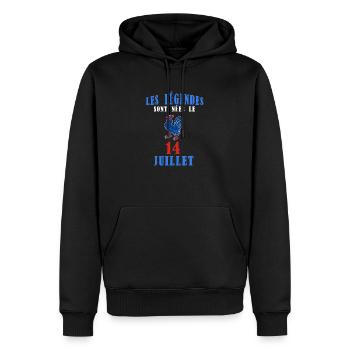 Les légendes du 14 juillet - Sweat à capuche Premium bio Homme - noir - Devant - Nico (187cm)