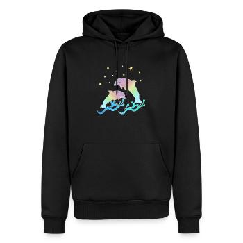 Delfine, Paar, Meer, Sternenhimmel - Männer Premium Bio Hoodie - Schwarz - Vorne - Nico (187cm)