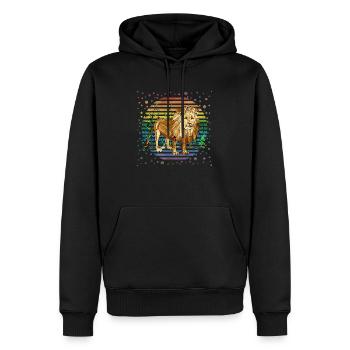 Lion - Sweat à capuche Premium bio Homme - noir - Devant - Nico (187cm)