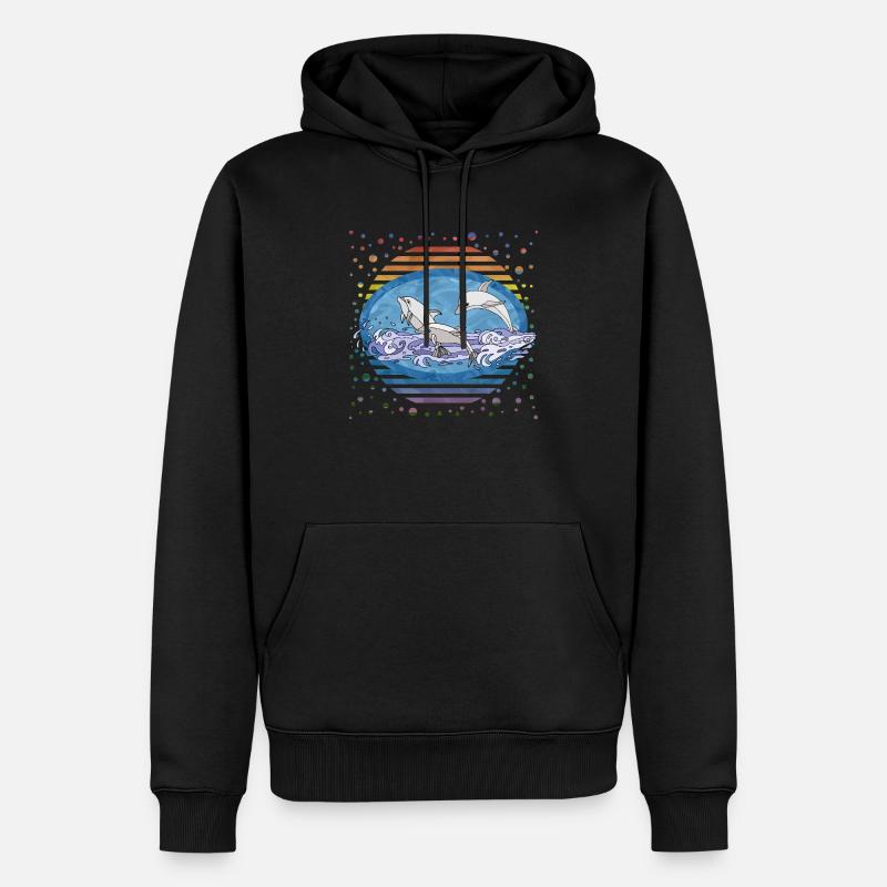 dauphins - Sweat à capuche Premium bio Homme - noir