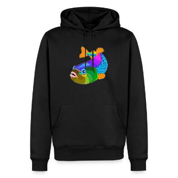 Poisson / poisson - Sweat à capuche Premium bio Homme - noir - Devant - Nico (187cm)