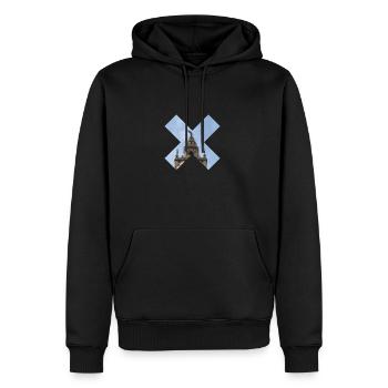 companyfields seville - Men’s Premium Organic Hoodie - black - Front - Nico (187cm)