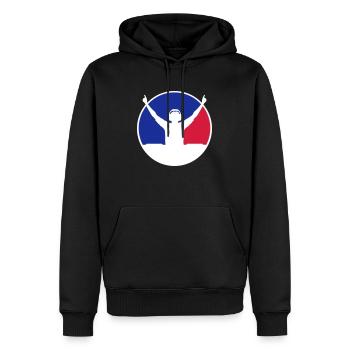 DJ bleu rouge - Sweat à capuche Premium bio Homme - noir - Devant - Nico (187cm)