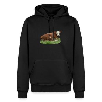Vache - Sweat à capuche Premium bio Homme - noir - Devant - Nico (187cm)