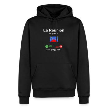 La Réunion m'appelle faut que j'y aille ! - Sweat à capuche Premium bio Homme - noir - Devant - Nico (187cm)