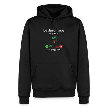 Le Jardinage m'appelle faut que j'y aille ! - Sweat à capuche Premium bio Homme - noir - Devant - Nico (187cm)