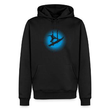 Planche de surf silhouette surfeur - Sweat à capuche Premium bio Homme - noir - Devant - Nico (187cm)