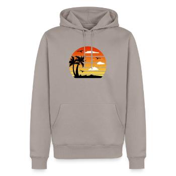 Sunset Beach - Men’s Premium Organic Hoodie - taupe - Front - Nico (187cm)
