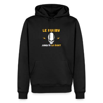le rugby jusqu'à la mort - Sweat à capuche Premium bio Homme - noir - Devant - Nico (187cm)