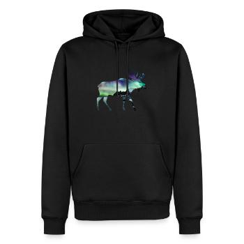 Idée cadeau aurores boréales avec animaux à double exposition - Sweat à capuche Premium bio Homme - noir - Devant - Nico (187cm)