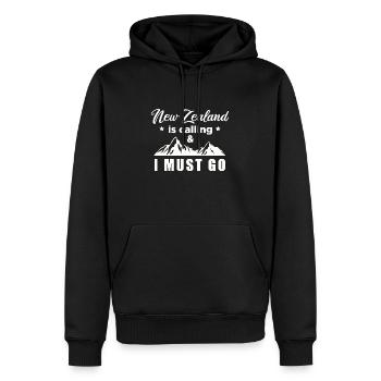 New Zealand is calling and I must go Geschenkidee - Männer Premium Bio Hoodie - Schwarz - Vorne - Nico (187cm)