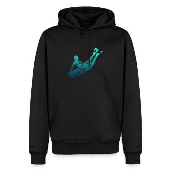 Tatouage tribal polynésien de surfeur de bodyboard maori - Sweat à capuche Premium bio Homme - noir - Devant - Nico (187cm)
