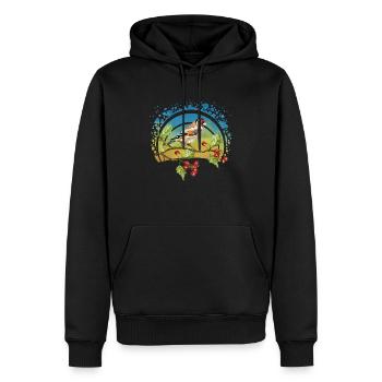 Bunter Vogel - Männer Premium Bio Hoodie - Schwarz - Vorne - Nico (187cm)