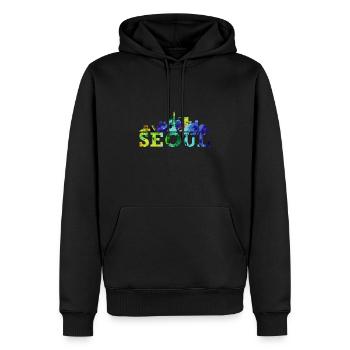 Seoul Skyline Impression Korea Souvenir Geschenk - Männer Premium Bio Hoodie - Schwarz - Vorne - Nico (187cm)
