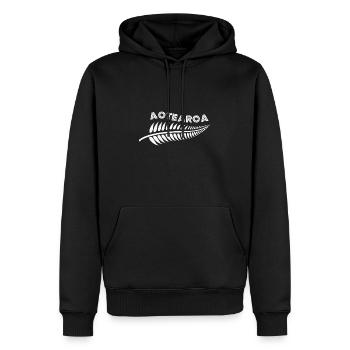 Aotearoa Neuseeland Silberfarn Tribal Tattoo Gift - Männer Premium Bio Hoodie - Schwarz - Vorne - Nico (187cm)