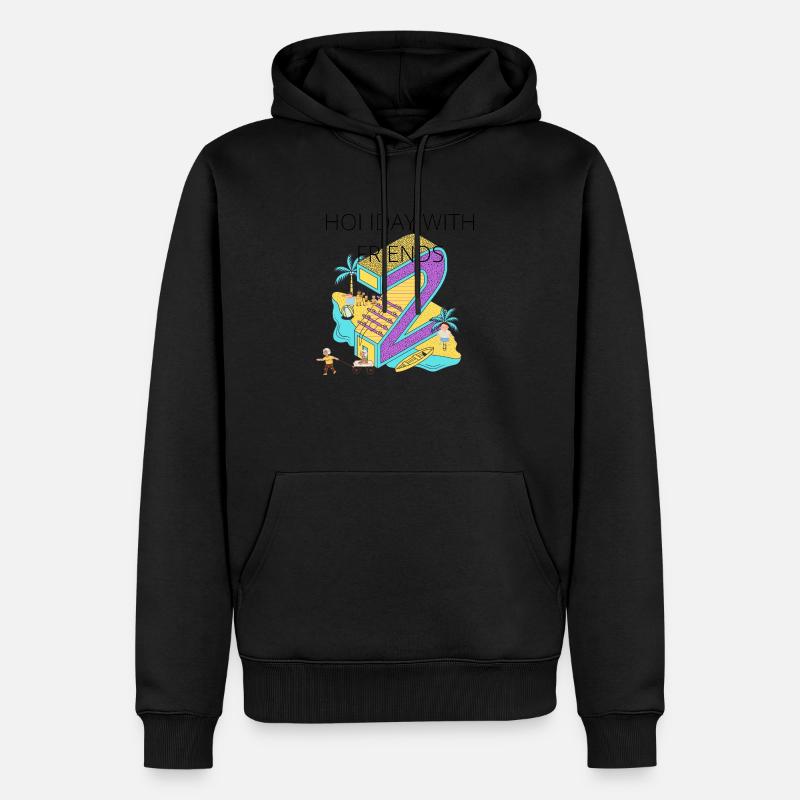 URLAUB MIT FREUNDEN - Männer Premium Bio Hoodie - Schwarz