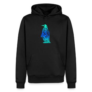 Cadeau de tatouage tribal polynésien pingouin maori - Sweat à capuche Premium bio Homme - noir - Devant - Nico (187cm)