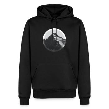 Berge - Wandern - klettern - Gebirge - Gletscher - Männer Premium Bio Hoodie - Schwarz - Vorne - Nico (187cm)
