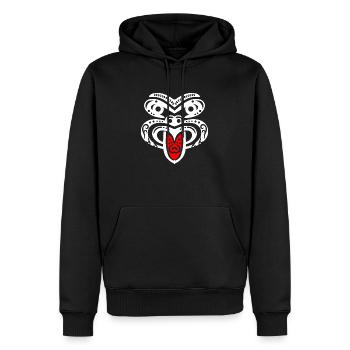 Maori Tiki Masque Visage Tatouage Tribal Polynésien - Sweat à capuche Premium bio Homme - noir - Devant - Nico (187cm)