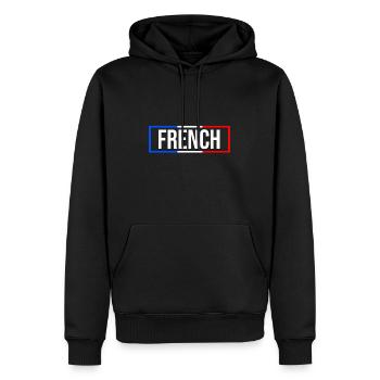 France drapeau bleu blanc rouge - Sweat à capuche Premium bio Homme - noir - Devant - Nico (187cm)