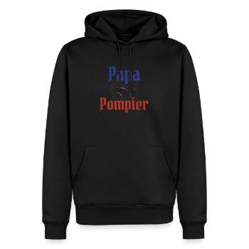 Papa pompier! - Sweat à capuche Premium bio Homme - noir - Devant - Nico (187cm)