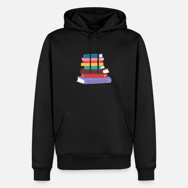 Bücher, ein Buch. Bunte Bücher, Wissen - Männer Premium Bio Hoodie - Schwarz