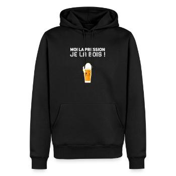 Moi la pression je la bois! - Sweat à capuche Premium bio Homme - noir - Devant - Nico (187cm)