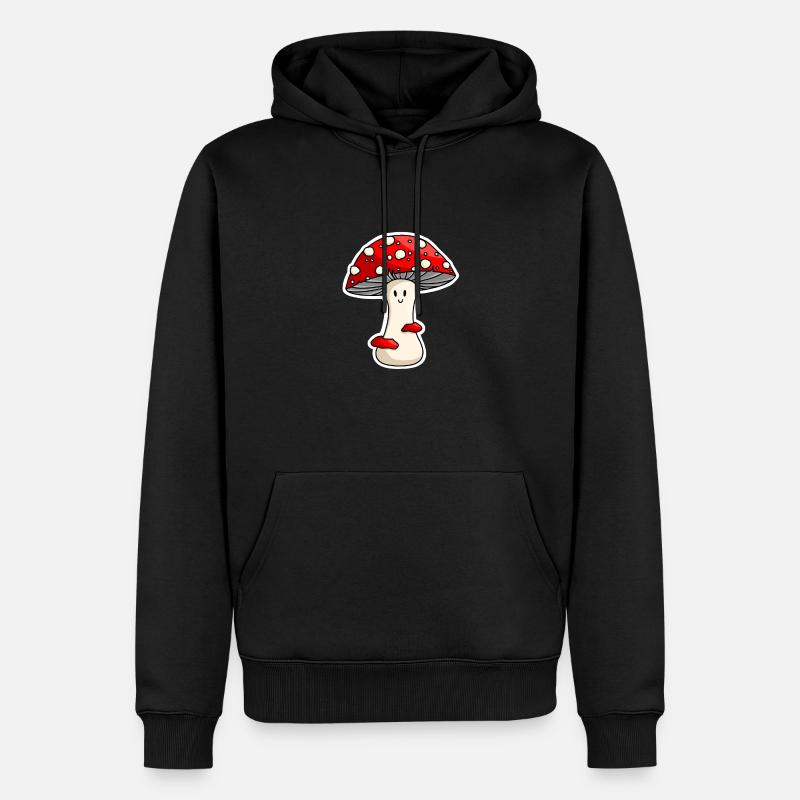 Glücklich rot Toadstool - Männer Premium Bio Hoodie - Schwarz