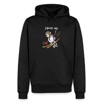 j'peux pas j'ai ski - Sweat à capuche Premium bio Homme - noir - Devant - Nico (187cm)