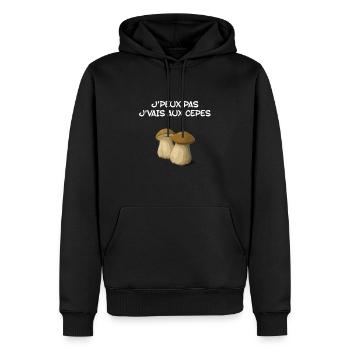 Ich kann nicht, ich gehe zu Steinpilzen - Männer Premium Bio Hoodie - Schwarz - Vorne - Nico (187cm)