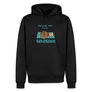 Je suis juste ici pour le cadeau d'amant de yoga Savasana - Sweat à capuche Premium bio Homme - noir - Devant - Nico (187cm)