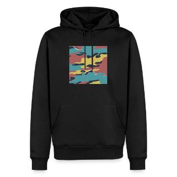 Belgische Puzzle-Tarnstruktur - Männer Premium Bio Hoodie - Schwarz - Vorne - Nico (187cm)