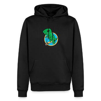 Dino Scooter Dino Liebhaber Lustige Geschenkidee - Männer Premium Bio Hoodie - Schwarz - Vorne - Nico (187cm)