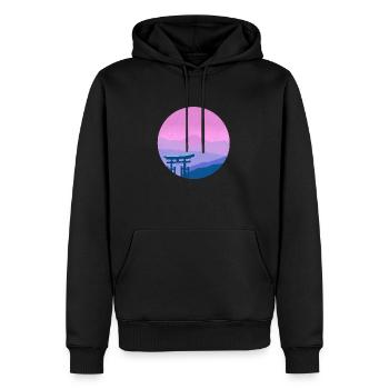Vaporwave Japon - Sweat à capuche Premium bio Homme - noir - Devant - Nico (187cm)