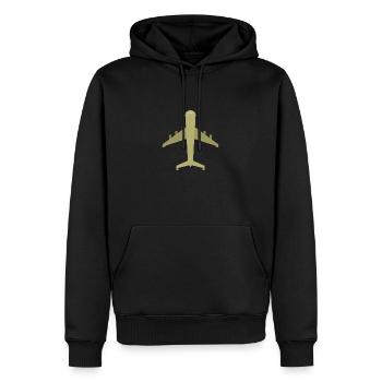 Flugzeug - Männer Premium Bio Hoodie - Schwarz - Vorne - Nico (187cm)