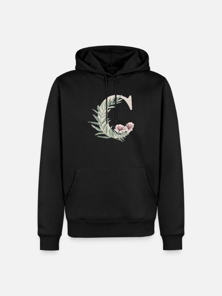 Buchstabe C mit Blumen - Männer Premium Bio Hoodie - Schwarz