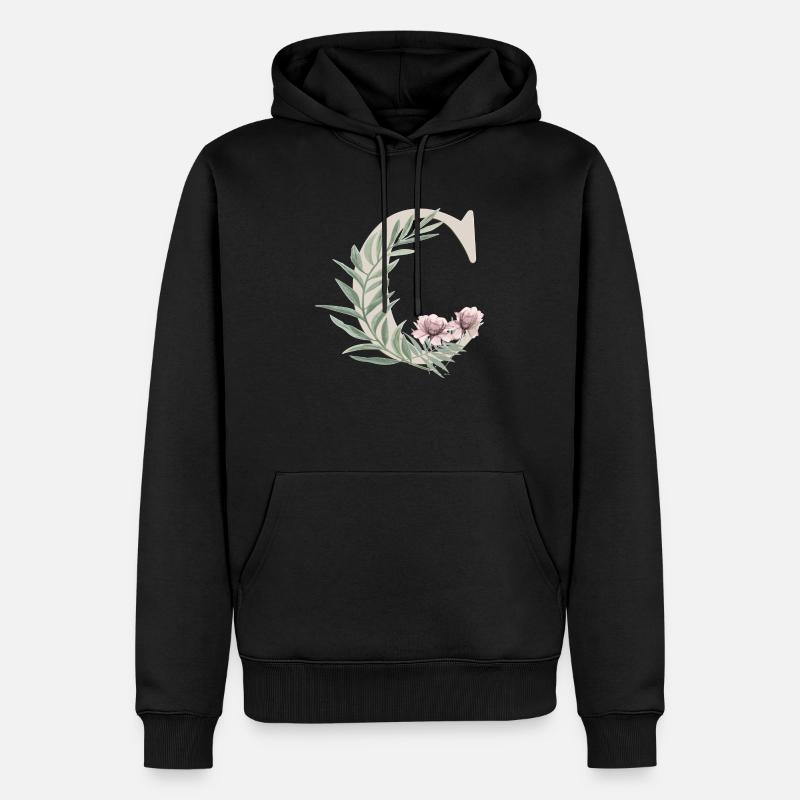 Buchstabe C mit Blumen - Männer Premium Bio Hoodie - Schwarz