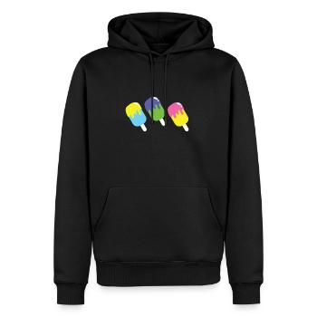 Three multicoloured ice-creams on popsticks - Men’s Premium Organic Hoodie - black - Front - Nico (187cm)