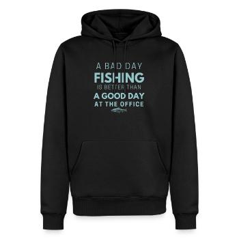 Bad Day Fishing Is Better Than Good Day At Office - Männer Premium Bio Hoodie - Schwarz - Vorne - Nico (187cm)