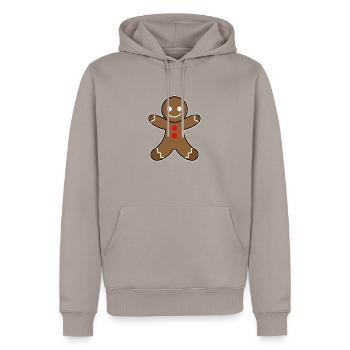 Gingerbread man - Men’s Premium Organic Hoodie - taupe - Front - Nico (187cm)