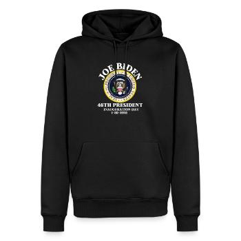 JOE BIDEN 46E PRÉSIDENT - Sweat à capuche Premium bio Homme - noir - Devant - Nico (187cm)
