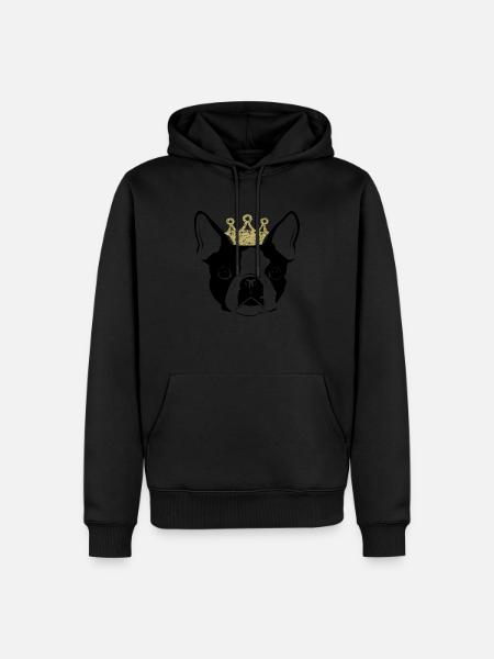 Hund mit Krone - Männer Premium Bio Hoodie - Schwarz