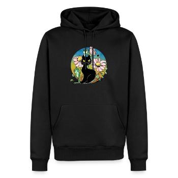 Chat - Sweat à capuche Premium bio Homme - noir - Devant - Nico (187cm)